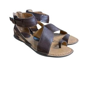 boc Brown Leather Strappy Toe-Ring Sandals Size 6